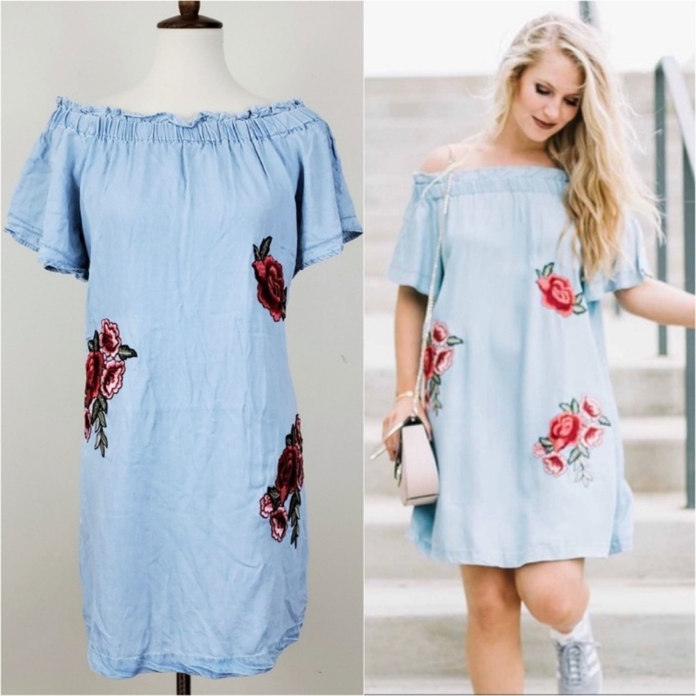 A New Approach chambray embroidered dress